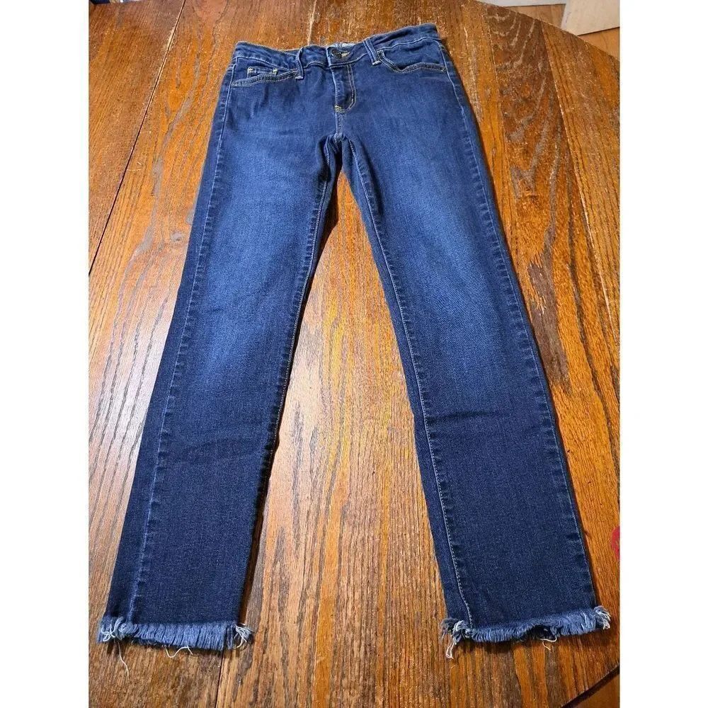 Waist 28 Just Black Skinny Stretch Denim Blue Jeans Raw Hem Pockets Belt Loops